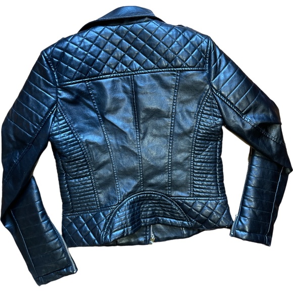 COPY - AFTF Basic Outerwear Black Moto Biker Jacket Women Size Small Zippers EUC - Picture 3 of 4